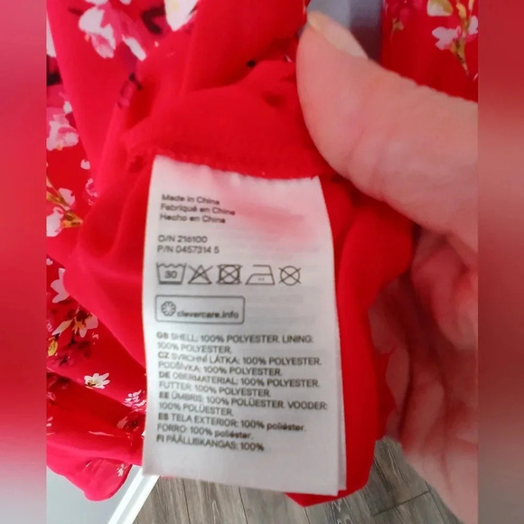 DIVIDED h&m red floral fairy ruffle lined midi dress size 10 romantic Valentine - Picture 9 of 11
